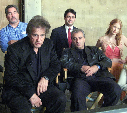 Barry Navidi, Al Pacino, and Jessica Chastain